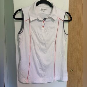 Sport Haley White Fitted Sleeveless Polo Tank